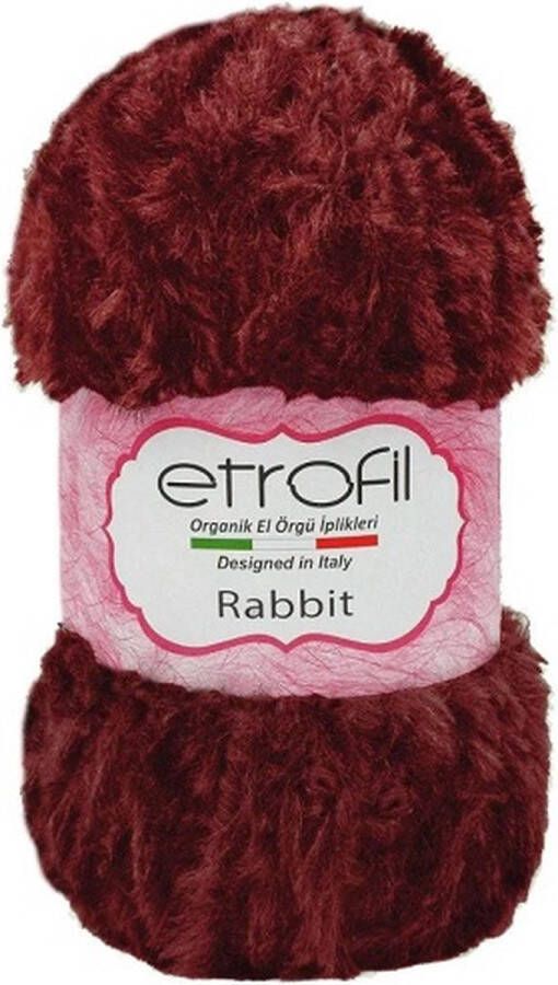 Etrofil Rabbit Bontgaren Bordeaux 100% Polyester 100gr 65mt gehaakte knuffeldieren Polyester bontgaren