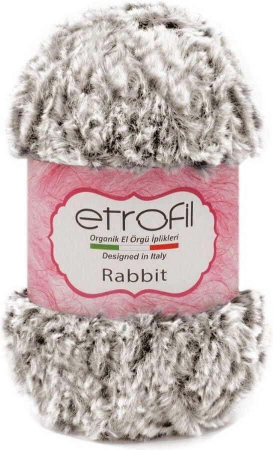 Etrofil Rabbit Bontgaren Bruin Wit 100% Polyester 100gr 65mt 70719 gehaakte knuffeldieren Polyester bontgaren