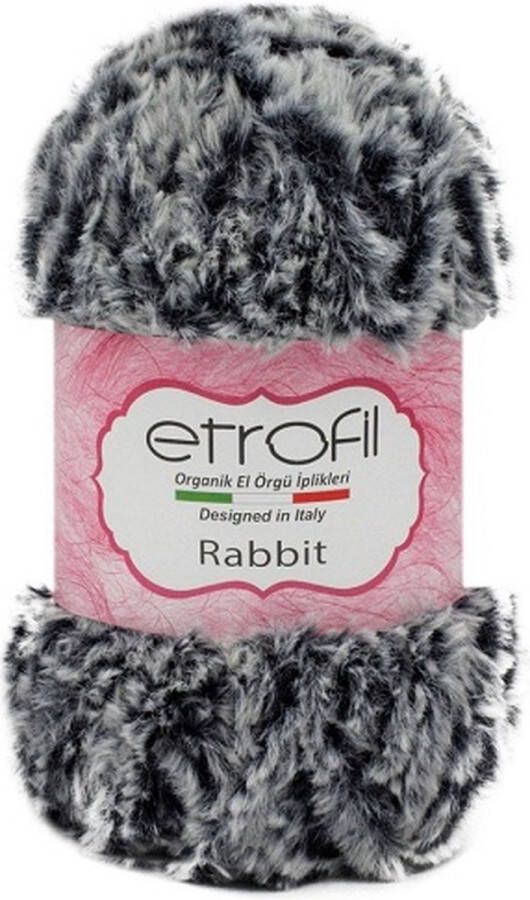 Etrofil Rabbit Bontgaren Donkerblauw Wit 100% Polyester 100gr 65mt 70548 -gehaakte knuffeldieren Polyester bontgaren