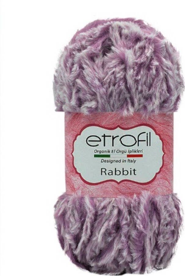 Etrofil Rabbit Bontgaren Lavendel 100% Polyester 100gr 65mt 70684 gehaakte knuffeldieren Polyester bontgaren