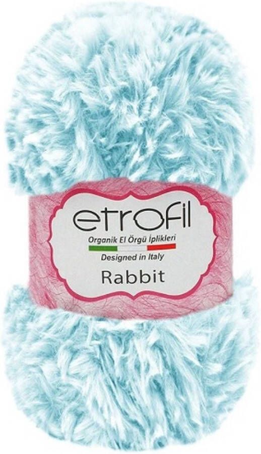 Etrofil Rabbit Bontgaren Lichtblauw Wit 100% Polyester 100gr 65mt 70552 gehaakte knuffeldieren Polyester bontgaren