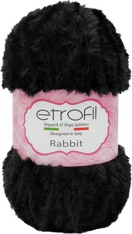 Etrofil Rabbit Bontgaren Zwart 100% Polyester 100gr 65mt 70906 gehaakte knuffeldieren Polyester bontgaren