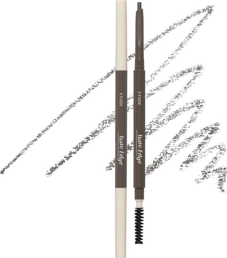 ETUDE HOUSE ETUDE Bare Edge Slim Brow Eyebrow Pencil Wenkbrauwpotlood Thin Precision Korean Cosmetics #03 Gray Brown Ash Tint Cool Shade Brow Definition