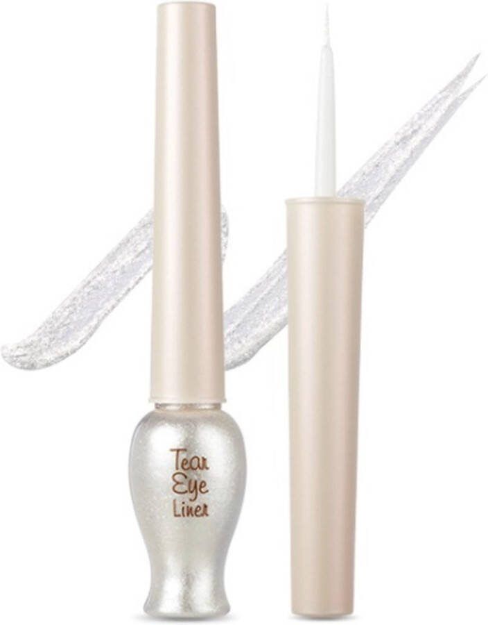 ETUDE HOUSE Tear Eye Liner #1 White Sparkle Glitter Eyeliner Popping Eyes Highlight Inner Corner Big Eyes Fresh Make-up Look Korean Beauty Cosmetics Liquid Glittering Eye Liner Make Your Eyes Sparkle