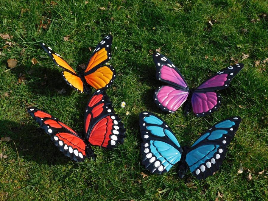 ETW Vlinder in kleur metaal wanddecoratie