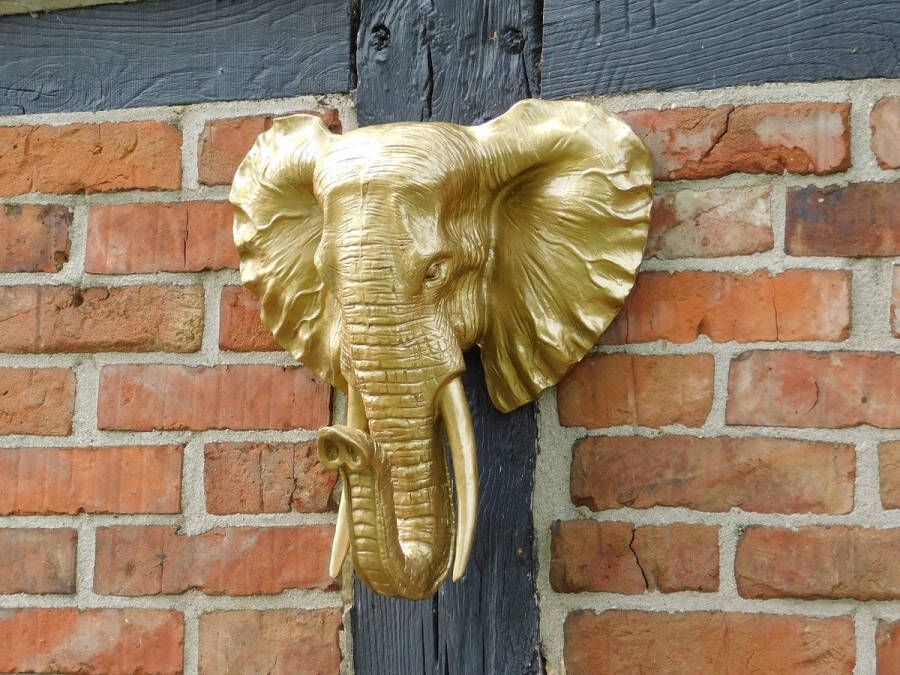 ETW Wandornament olifant goud polystone