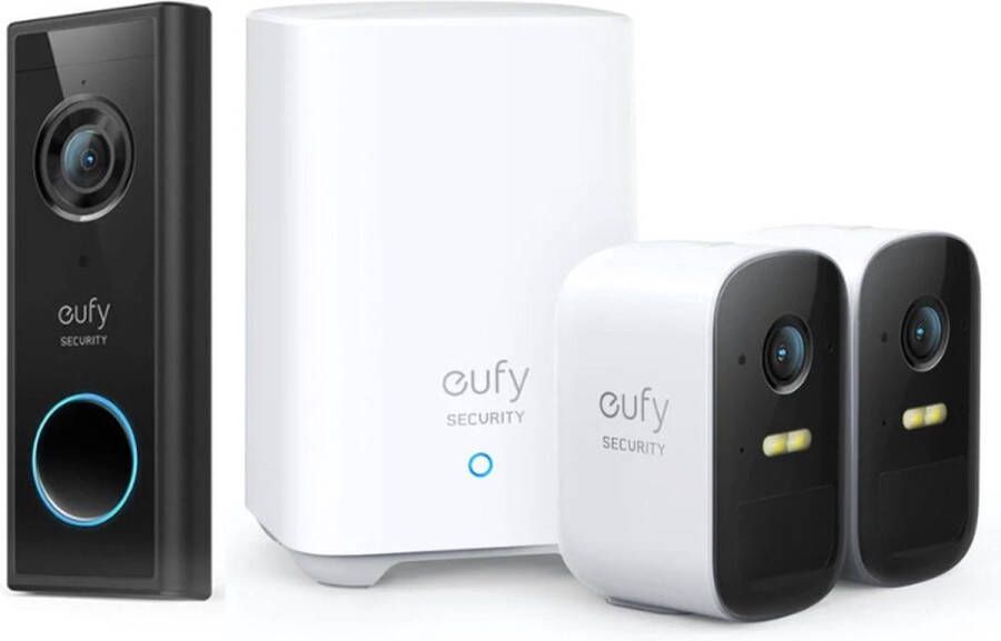 Eufy by Anker Video Deurbel + 2 x Cam 2C Inclusief HomeBase 2 Bundel