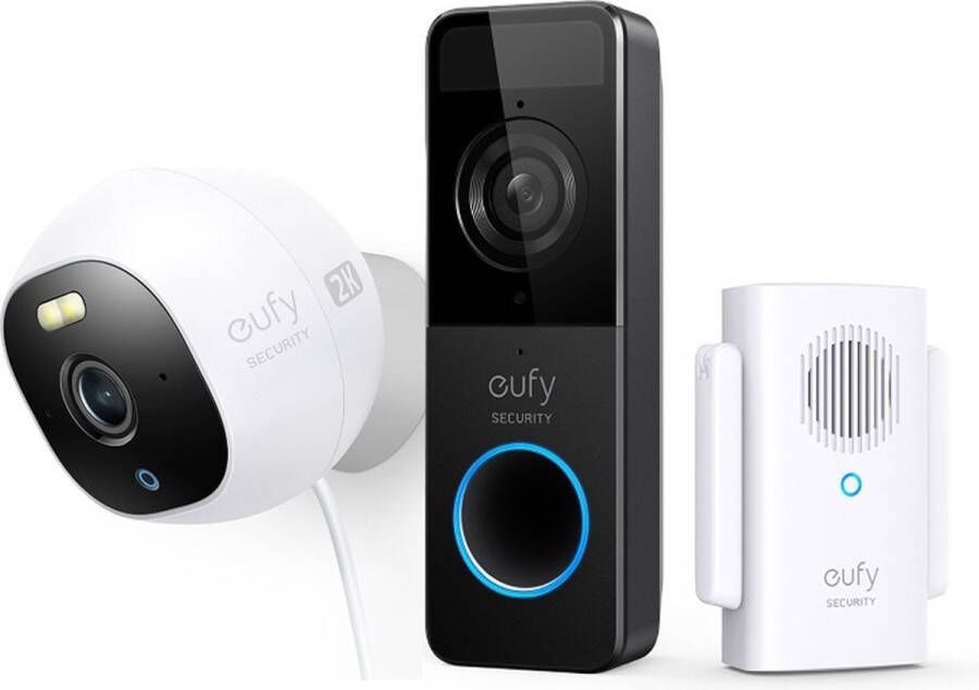 Eufy Security -Video Deurbel C210 Wi-Fi + E220 indoor camera met 24 7 opname
