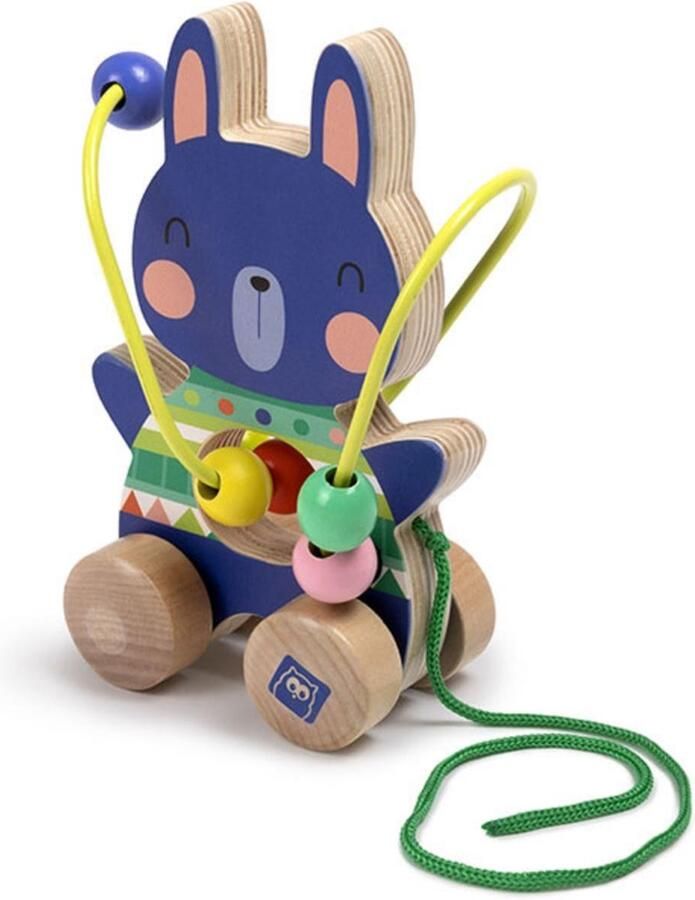 Eurekakids Looping Konijn Trekfiguur met Kralen Hout Met Koord