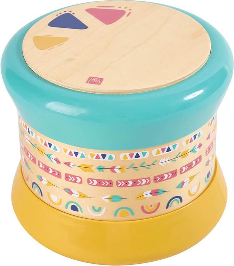 Eurekakids Speelgoedtrommel Baby Hout Rollende Elektrische Trommel met Licht Ritmes en Geluid 15 x 15 x 15 cm Kruipspeelgoed