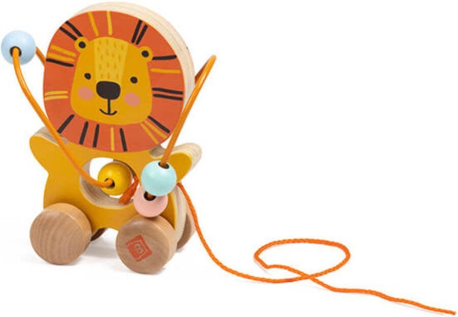 Eurekakids Looping Leeuw Trekfiguur met Kralen Hout Met Koord