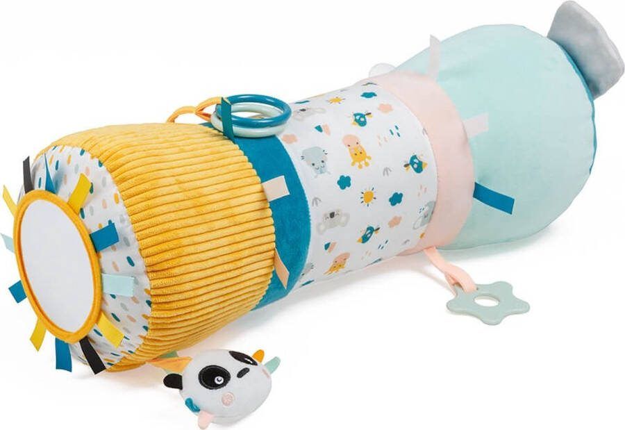 Eurekakids Speelkussen Baby Tummy Roller van Stof Kruiprol met Activiteiten en Spiegel Vanaf 6 Maanden 47 cm
