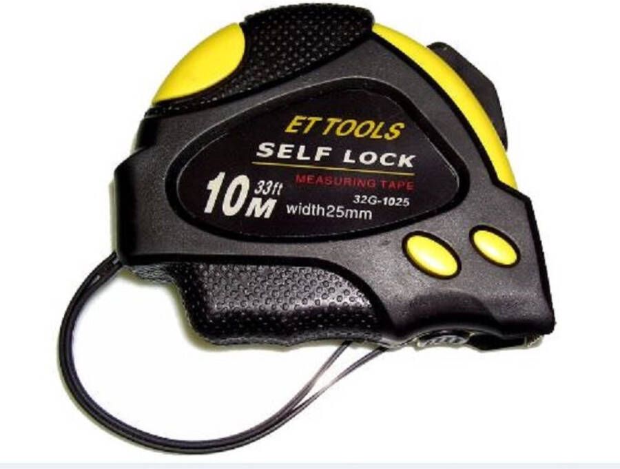 Euro-Tools ET tools Rolmaat 10 m x 25 mm metrisch self-locking zwart