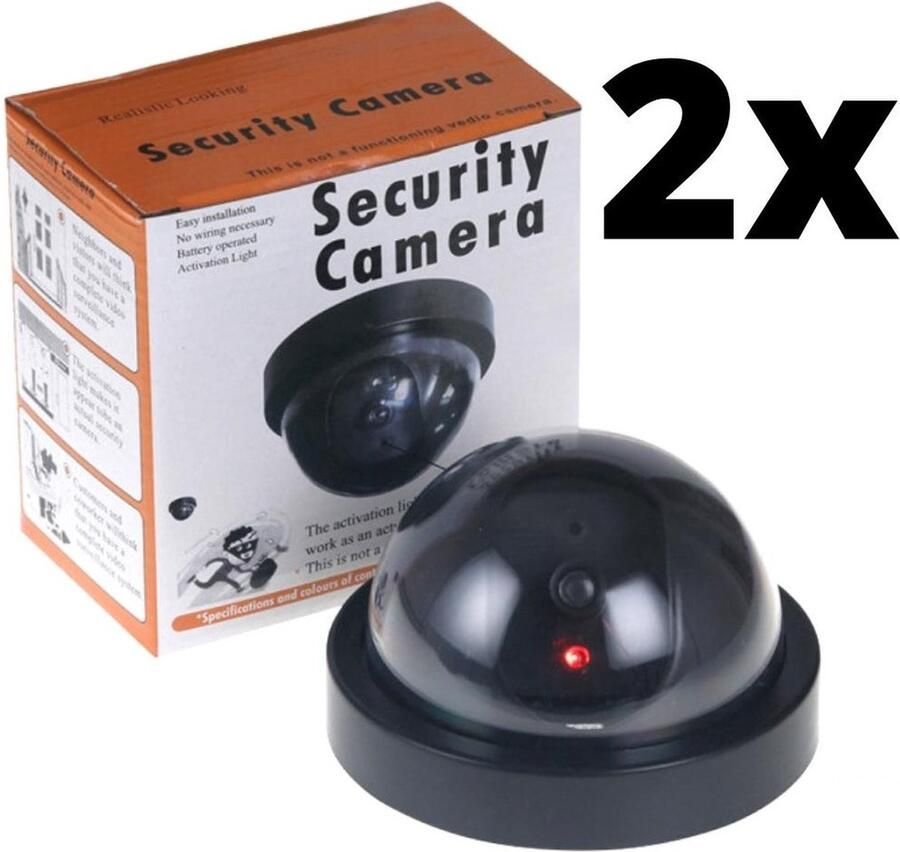 Eurobatt PL Dummy Camera 2 STUKS Beveiliging buiten en binnen Beveiligingscamera Met LED indicator Nep camera Dummy Bewakingscamera 35W Rond Zwart Camera (2)