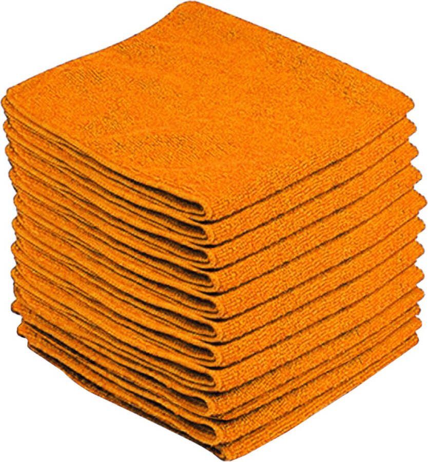 Eurocatch Microvezeldoekjes 12 stuks Schoonmaakdoekjes Auto Oranje 40x40 cm Luxe Extra Plush Hoge absorptie Wasbaar