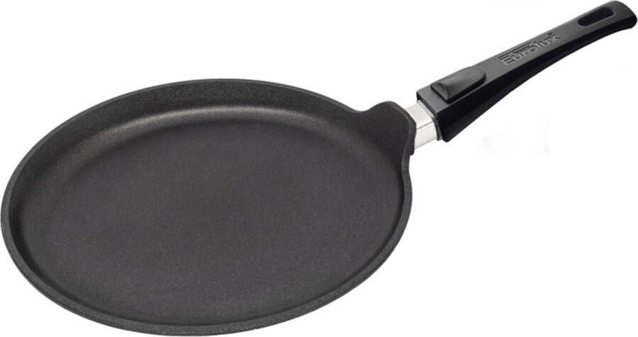 Eurolux Pannenkoekenpan Crêpe Pan met Afneembare Steel Zwart Ø 28 cm Aluminium Geschikt voor alle Warmtebronnen