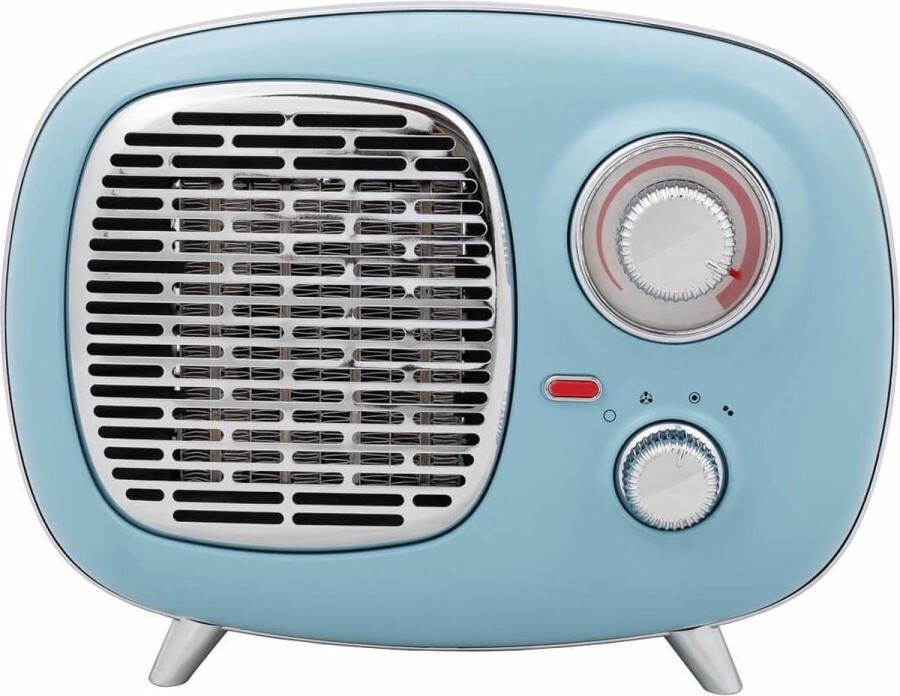 Eurom B-4 PTC Elektrische verwarming CLASSIC RADIO ventilatorkachel BLAUW- Energiebesparend 1500 W ventilatorkachel Draagbare kamerverwarming Convectorverwarming Thermostaat Stille warmtestraler Interieur verwarmingstoestel