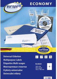 Europe 100 Avery ELA024 printer label White Selfadhesive printer label