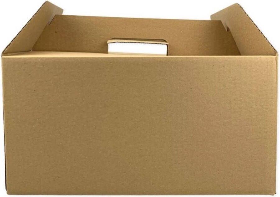 Europe Packaging 25 stuks x Maaltijddoos Groot 33x25x17cm Lunchbox Mealbox Takeaway doos Met Handvat Kraft take away box Maaltijddozen kraft lunch boxes Maaltijdbezorgbox karton golfkarton picknickbox ontbijtbox lunchbox borrelbox