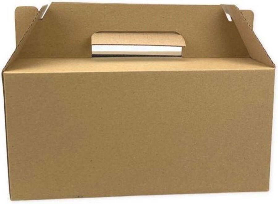Europe Packaging 25 stuks x Maaltijddoos Klein 24 5x13 5x12cm Lunchbox Mealbox Takeaway doos Met Handvat Kraft take away box Maaltijddozen kraft lunch boxes Maaltijdbezorgbox karton picknickbox ontbijtbox lunchbox paas doosjes