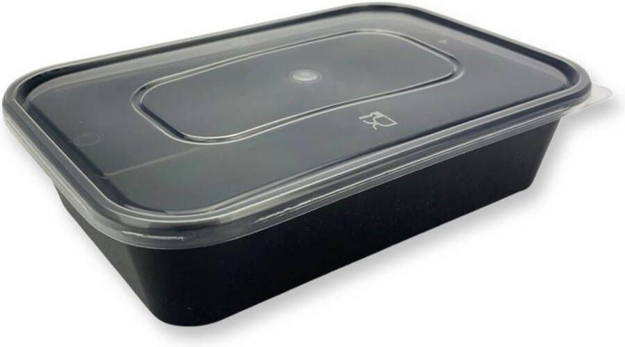 50 stuks Zwarte Magnetron Bakjes met Deksel 650 cc Bakjes 650ml Kilobakken Met Deksel Magnetronbakje Saladebakje Met Deksel Zwart Bakje Tapas Diepvriesbakjes Vershoudbakjes Plastic Bakjes Met Deksel Vershouddoos Lunchbox