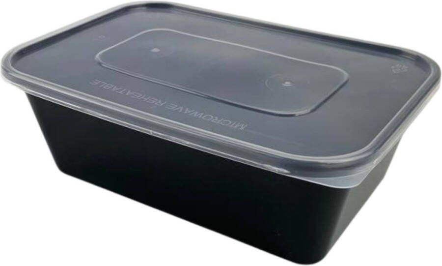 Europe Packaging 50 stuks Zwarte Magnetron Bakjes met Deksel 750 cc Bakjes 750ml Kilobakken Met Deksel Magnetronbakje Saladebakje Met Deksel Zwart Bakje Tapas Diepvriesbakjes Vershoudbakjes Plastic Bakjes Met Deksel Vershouddoos Lunchbox
