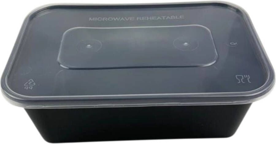 Europe Packaging Magnetron-Salade-Diepvriesbakje met Deksel 1000ml zwart 50 stuks