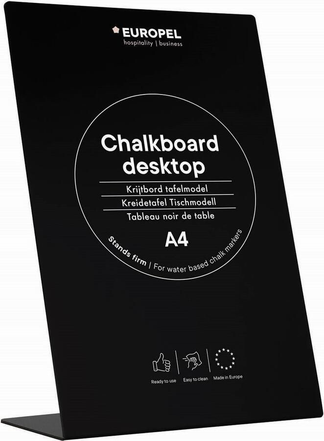 Europel krijtbord – L vorm tafelmodel – A4 – zwart hout