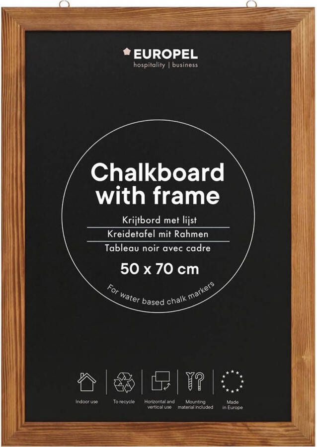 Europel Krijtbord Tekenbord 50x70cm Houten lijst Geschikt voor krijtstiften op waterbasis Incl. bevestigingsmateriaal