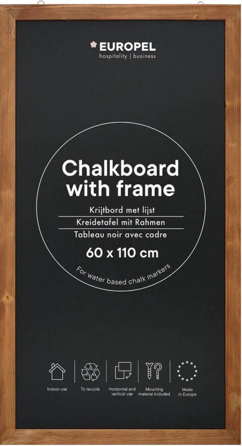 Europel krijtbord houten lijst – muurdecoratie – tekenbord 60x110cm