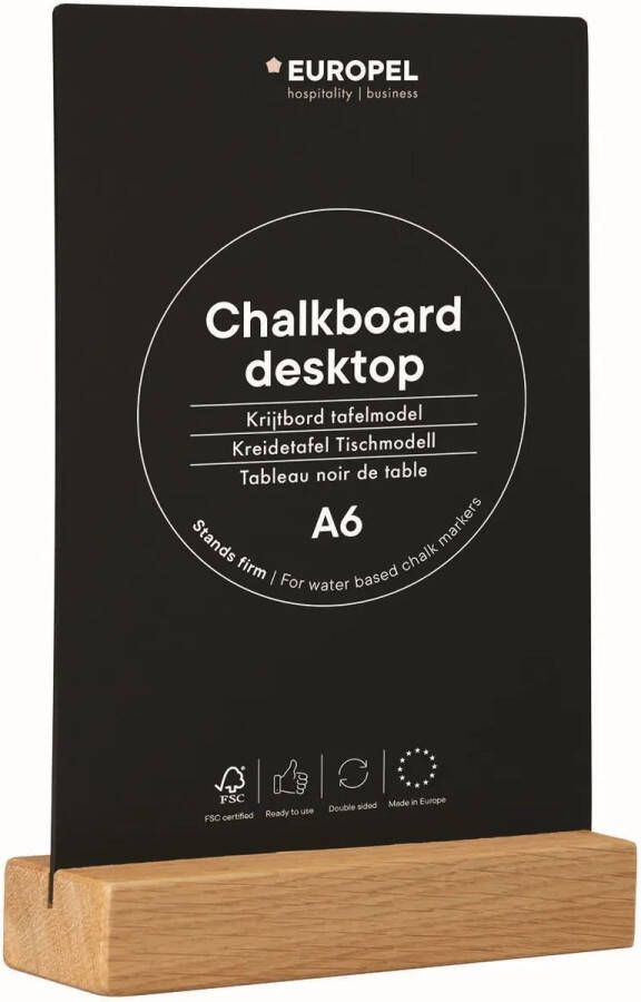Europel krijtbord staand tafelmodel – A6 hout