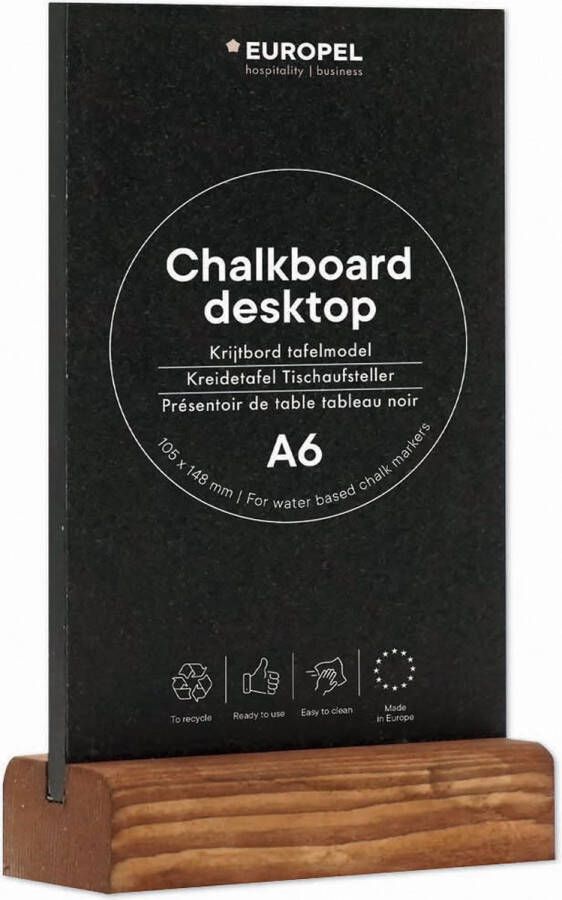 Europel krijtbord staand tafelmodel – A6 hout