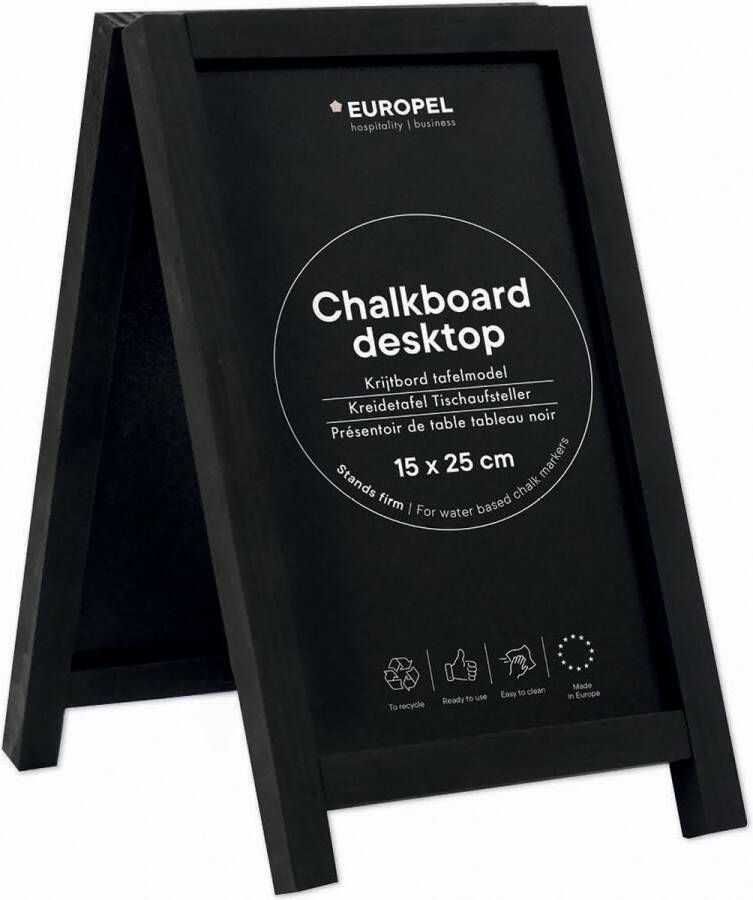 Europel Mini Stoepbord Krijtbord 15 x 25 cm Tafelmodel Zwart Hout