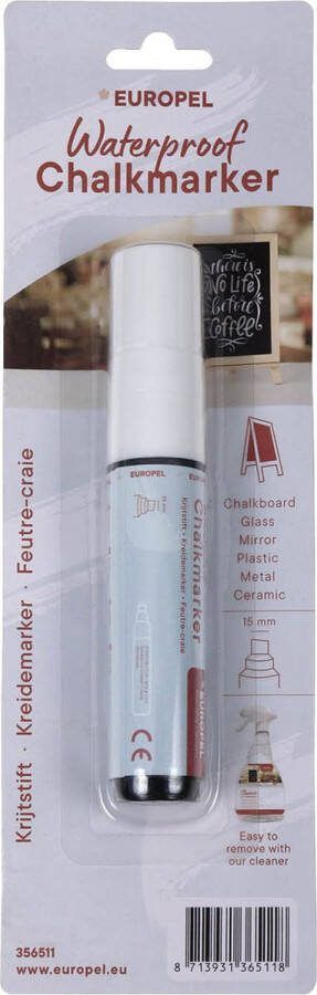 Europel Watervaste Krijtstift 15mm Wit – 1 stuk Perfect voor krijtborden en creatieve projecten