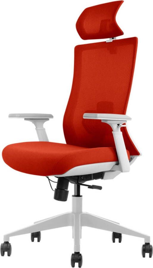 Euroseats Euroseat ergonomische bureaustoel met hoofdsteun Verona. Uitvoering rug & zitting oranje. Voldoet aan de NEN EN 1335 norm.
