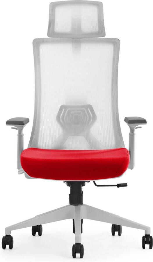 Euroseats Euroseat ergonomische bureaustoel met hoofdsteun Verona. Uitvoering witte Mesh rug & zitting blauw gestoffeerd. Voldoet aan de NEN EN 1335 norm.