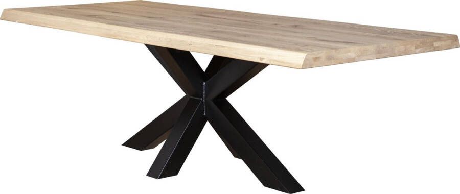 Euroseats Officecorner.nl ONLY Durango massief eiken houten Eet vergadertafel met opgedikte randen. spinpoot zwart. Afmeting: 240x100cm