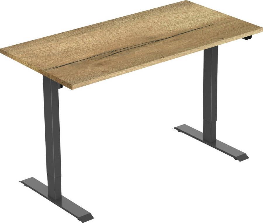 Euroseats Active zit sta bureau elektrisch 120 x 80 cm zwart frame Natuur eiken werkblad ergonomisch bureau verstelbaar bureau