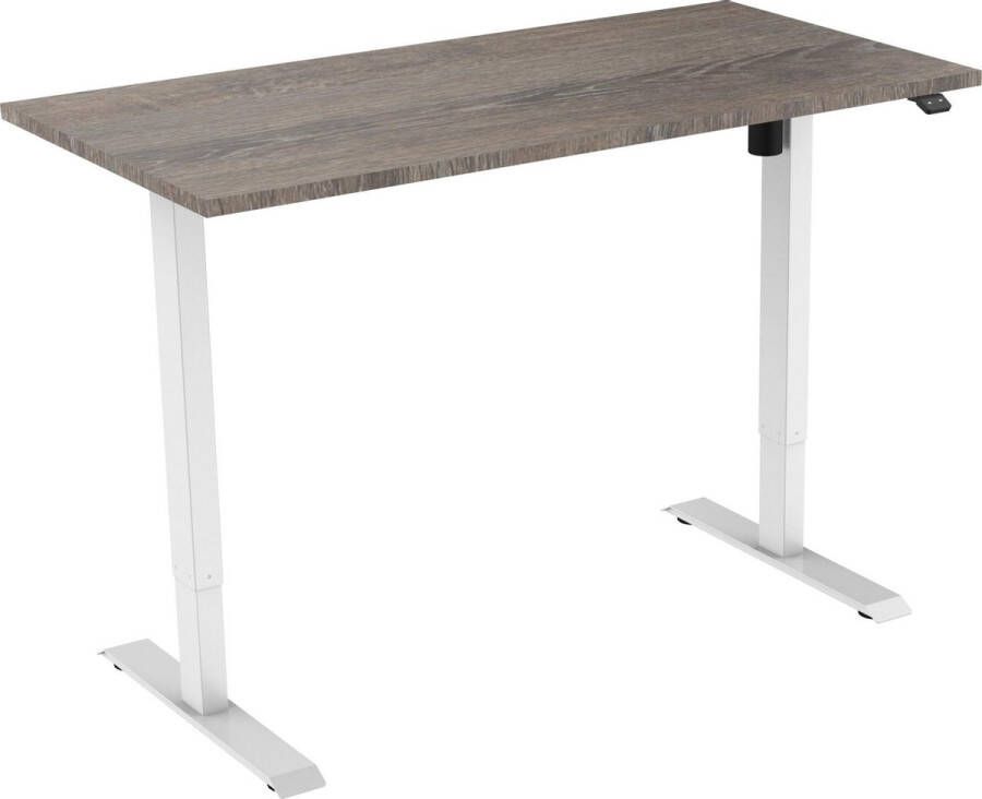 Euroseats Active zit sta bureau elektrisch 120 x 80 cm wit frame Logan Eiken werkblad- ergonomisch bureau verstelbaar bureau