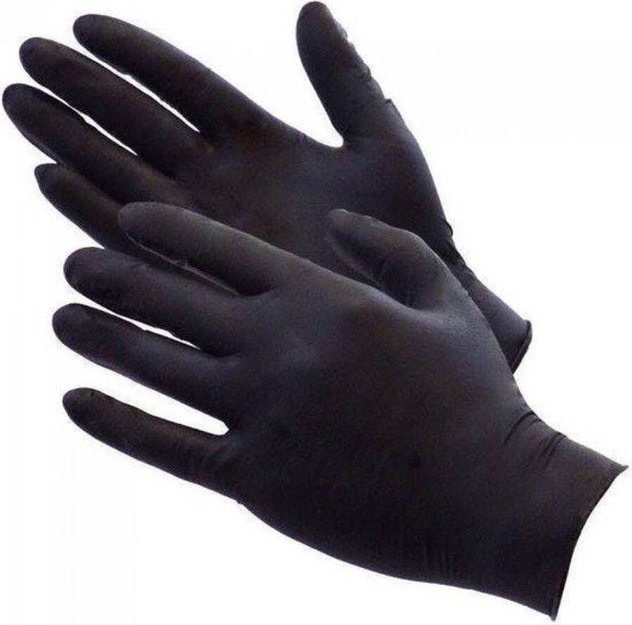 Eurostil 20 x Wegwerp handschoenen Latex Zwart Powder Free Maat M