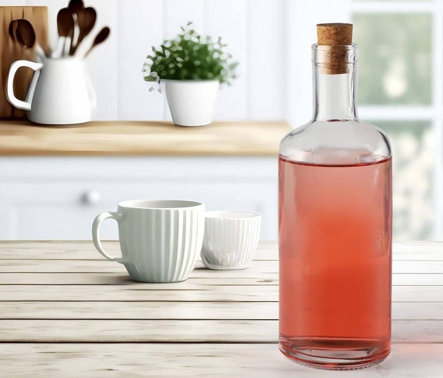 Eurostockdeals Glazen fles met kurk 700ml Olie en azijnfles Waterfles Glas 1 Stuk