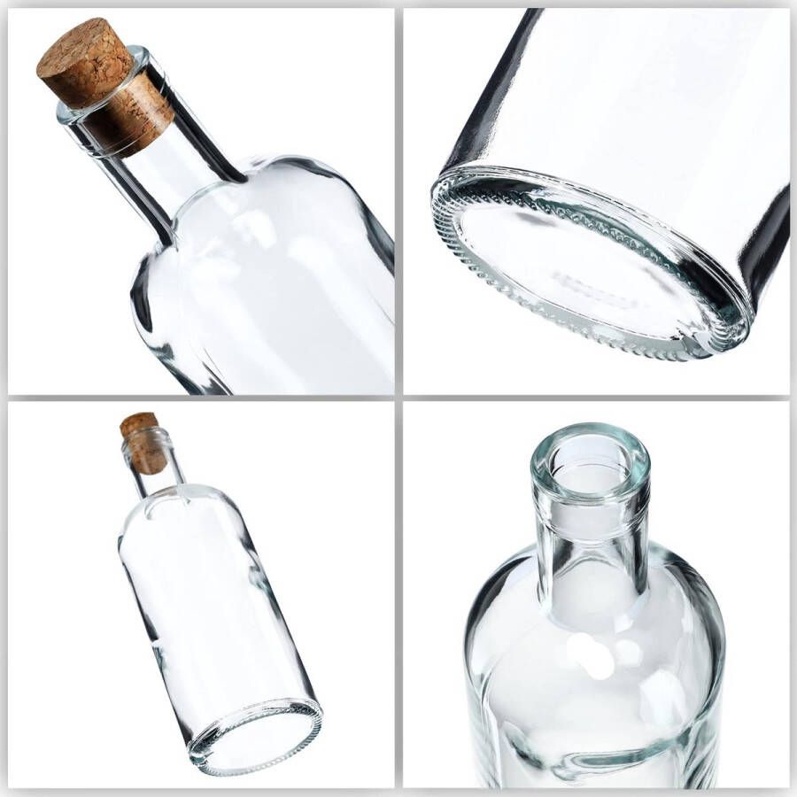 Eurostockdeals Glazen fles met kurk 700ml Olie en azijnfles Waterfles Glas 2 Stuks