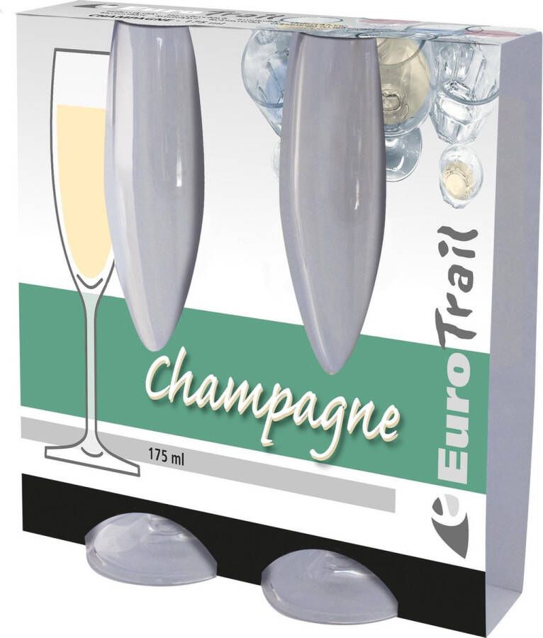 Eurotrail Set van 2x stuks onbreekbare kunststof camping champagneglazen 175 ml Champagneglazen