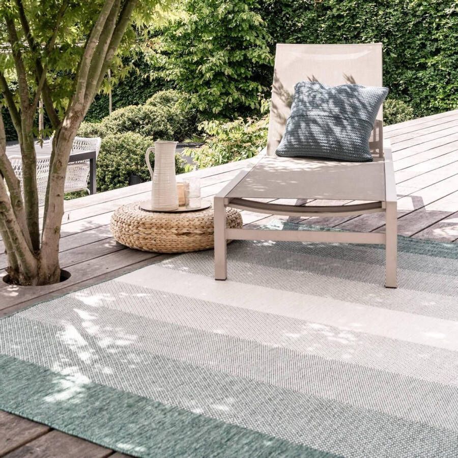 Eva Interior Buiten vloerkleed Boa Groen Wit dubbelzijdig Polypropyleen 200 x 290 cm (L)