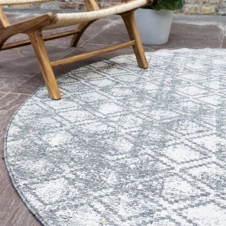 Eva Interior Buiten vloerkleed Frost Grijs Wit dubbelzijdig Polypropyleen Rond 240 Ø (XXL)