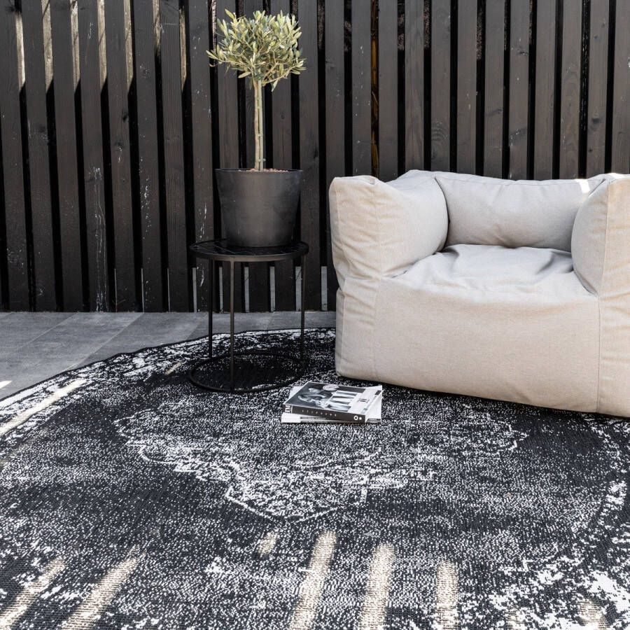 Eva Interior Buiten vloerkleed Sage Zwart dubbelzijdig Polypropyleen Rond 240 Ø (XXL)