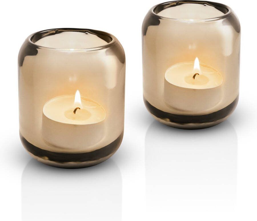 Eva Solo Acorn Theelichthouder Amber Set van 2 Stuks Glas Bruin