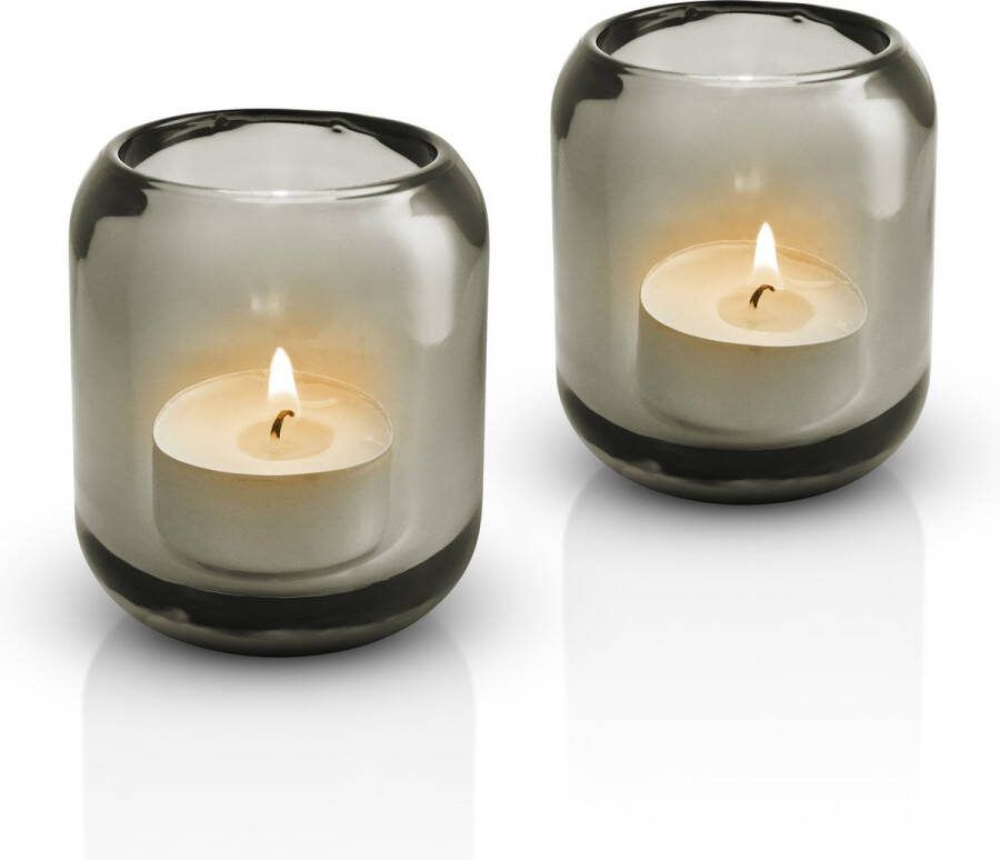 Eva Solo Acorn Theelichthouder Stone Set van 2 Stuks Glas Bruin