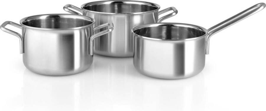 Eva Trio Multi 3 ply Pannenset Set van 3 Stuks Zilver Roestvast Staal Aluminium