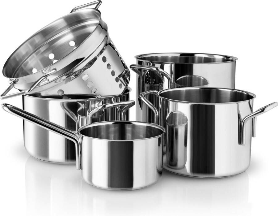 Eva Trio Kookpannenset Set van 5 Stuks Zilver Roestvast Staal